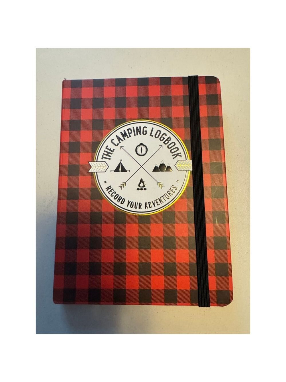 Peter Pauper Press Camping Logbook Journal One Size Red Black Plaid Notebook
